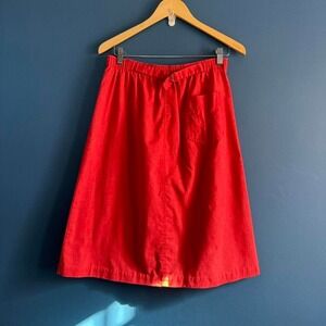 Vintage 80s Midi Skirt Women's Size Small Ecco Bay Orange Red Retro Indie Twee